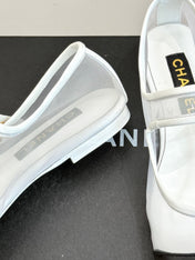 FLAT SHOES IN WHITE MESH AND BLACK LAMBSKIN