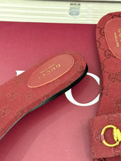 SLIDE SANDALS IN RED FABRIC EMBOSSED LOGO