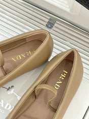 PRADA 25S SOFT PADDED BALLERINAS IN BEIGE NAPPA LEATHER