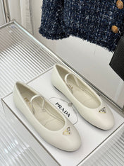 PRADA 25S SOFT PADDED BALLERINAS IN IVORY NAPPA LEATHER