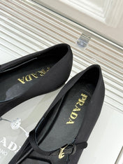 PRADA 25S BALLERINAS IN BLACK SATIN
