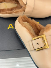 BALMAIN 26S ANTHEM MULES IN BEIGE CALFSKIN