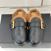 BALMAIN 26S ANTHEM MULES IN BLACK CALFSKIN