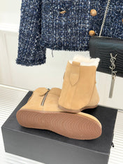 ALAIA 26S SNOW BOOTS IN DARK BEIGE SUEDE AND WOOL