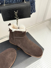 ALAIA 26S SNOW BOOTS IN DARK BROWN SUEDE AND WOOL