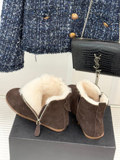 ALAIA 26S SNOW BOOTS IN DARK BROWN SUEDE AND WOOL