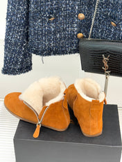 ALAIA 26S SNOW BOOTS IN DARK ORANGE SUEDE AND WOOL