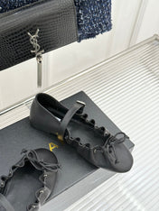 ALAIA 26S MARY JANE FLATS IN BLACK LAMBSKIN WITH BOW