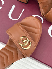 GUCCI 26S HIGH-HEELED SANDALS 120 MM IN BROWN CALFSKIN