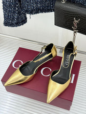 GUCCI 26S HIGH HEELS 55 MM IN GOLD LAMBSKIN
