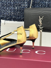 GUCCI 26S HIGH HEELS 55 MM IN GOLD LAMBSKIN