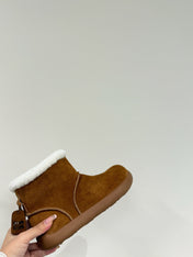 ANKLE BOOTS IN BRONZE BROWN SUEDE AND FLEECE LINING