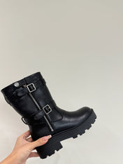 MAJOR ANKLE BOOT BLACK CALFSKIN WITH SHEARLING WOOL LINING
