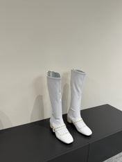 BELLE-D HEELED BOOT WHITE PATENT CALFSKIN
