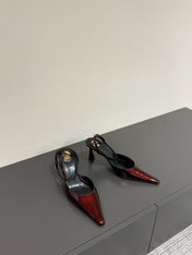 AIMÉE SLINGBACK PUMPS IN WINE RED GLOSSY LAMBSKIN