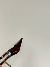 LEE SLINGBACK MID PUMPS IN WINE RED SHINY CALFSKIN