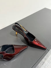 LEE SLINGBACK PUMPS 75 MM IN BURGUNDY RED PATENT CALFSKIN