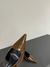 LEE SLINGBACK PUMPS 75 MM IN COFFEE BROWN PATENT CALFSKIN