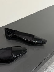 POPPY BALLET FLATS IN BLACK GLOSSY LAMBSKIN