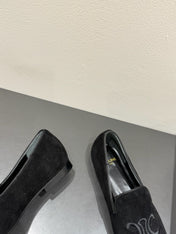 LOAFERS IN BLACK SUEDE EMBROIDERED LOGO