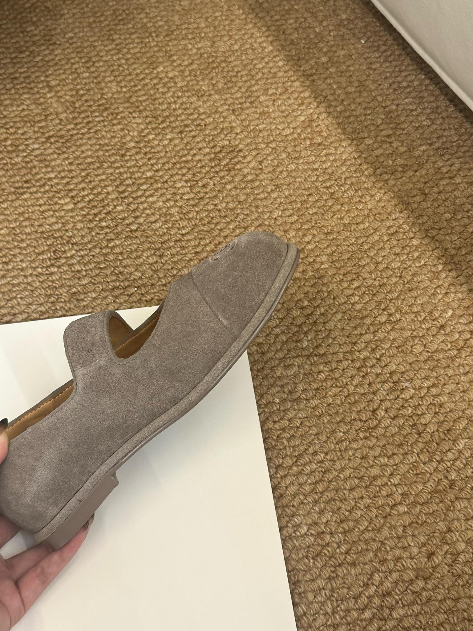 CHANEL 26S MARY JANE FLATS IN TAUPE  BROWN SUEDE CC LOGO