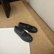 CHANEL 26S MARY JANE FLATS IN BLACK CALFSKIN CC LOGO