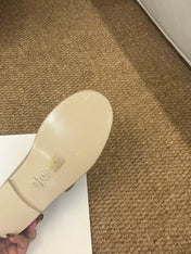 CHANEL 26S MARY JANE FLATS IN BEIGE SUEDE CC LOGO