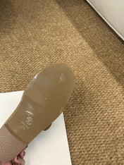 CHANEL 26S MARY JANE FLATS IN CARAMEL BROWN SUEDE SHEARLING LINING CC LOGO