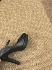 CHANEL 26S MARY JANE HEELS IN BLACK CALFSKIN CAP TOE