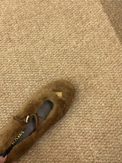 PRADA 26S SHEARLING BALLET FLATS IN BROWN