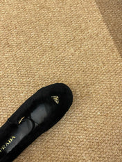 PRADA 26S SHEARLING BALLET FLATS IN BLACK