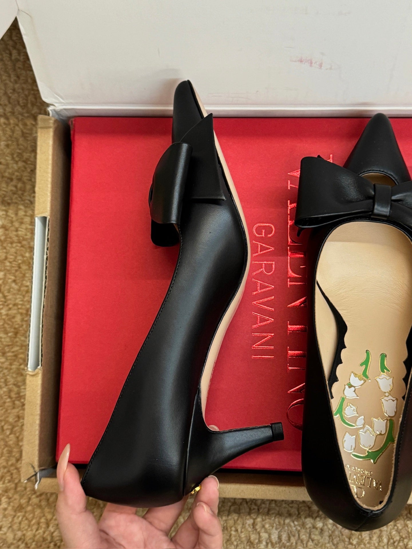 VALENTINO 26S HIGH HEEL SHOES IN BLACK CALFSKIN WITH BOW