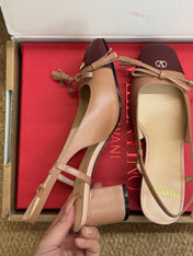 VALENTINO 26S HIGH HEEL SLINGBACKS IN BROWN CALFSKIN