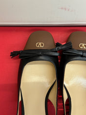 VALENTINO 26S HIGH HEEL SLINGBACKS IN BROWN AND BLACK CALFSKIN
