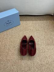 PRADA 26S POINTED TOE PUMPS 50MM IN DARK RED SUEDE