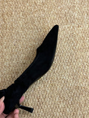 PRADA 26S POINTED TOE PUMPS 50MM IN BLACK SUEDE