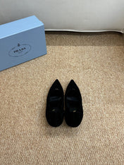 PRADA 26S POINTED TOE PUMPS 50MM IN BLACK SUEDE