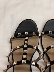 VALENTINO 26S ROCKSTUD HIGH HEEL SANDALS IN BLACK CALFSKIN