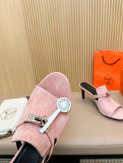 HEDEN MULE 80 LIGHT PINK SUEDE