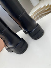 MIUMIU 26S MID CALF BOOT IN BLACK CALFSKIN