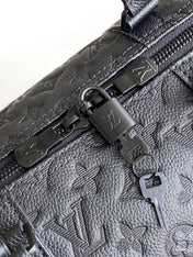 LV 25S KEEPALL BANDOULIÈRE BAG 50 IN BLACK EMBOSSED TAURILLON CALFSKIN MONOGRAM
