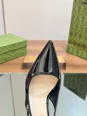 GG SIGNORIA SLINGBACK PUMP GLOSSY BLACK LAMBSKIN