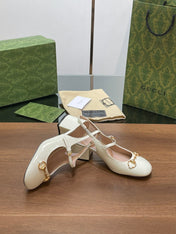 GG HORSEBIT PUMP WHITE GLOSSY LAMBSKIN