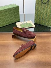 HORSEBIT LOAFER IN UMBER BROWN SUEDE WITH GOLD HARDWARE