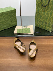 GG HIGH SLINGBACK 4.5 CM IN DIJON YELLOW GLOSSY CALFSKIN WITH GOLD HARDWARE