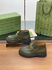 HORSEBIT ANKLE BOOTS 4.5CM IN ARMY GREEN CALFSKIN