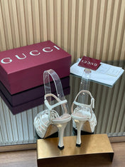 GUCCI 26S HIGH-HEELED SANDALS 125 MM IN WHITE CALFSKIN