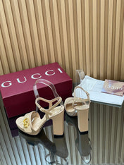 GUCCI 26S HIGH-HEEL SANDALS 125 MM IN BEIGE LAMBSKIN