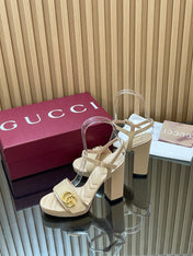 GUCCI 26S HIGH-HEEL SANDALS 125 MM IN BEIGE LAMBSKIN
