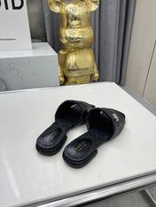 GG CASUAL SLIPPERS IN BLACK CALFSKIN LOGO EMBOSSING